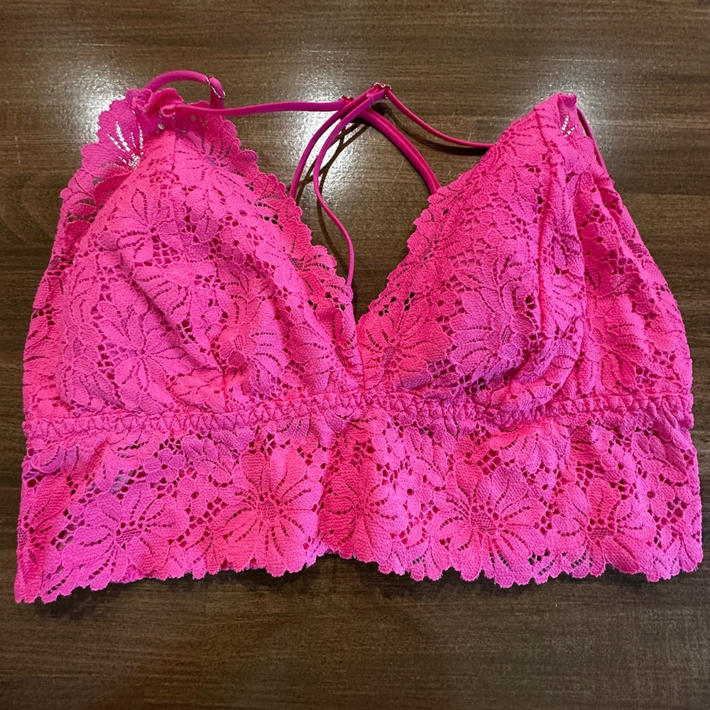 Victoria's Secret PINK Hot Pink Lace Bralette